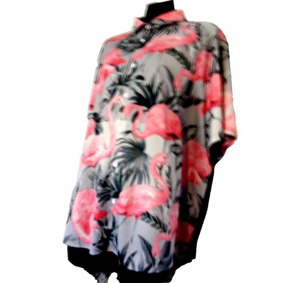 Men’s Hawalili Pink Flamingos Hawaiian Short Sleeve  Colorful Shirt.sz 4xl - Picture 5 of 12